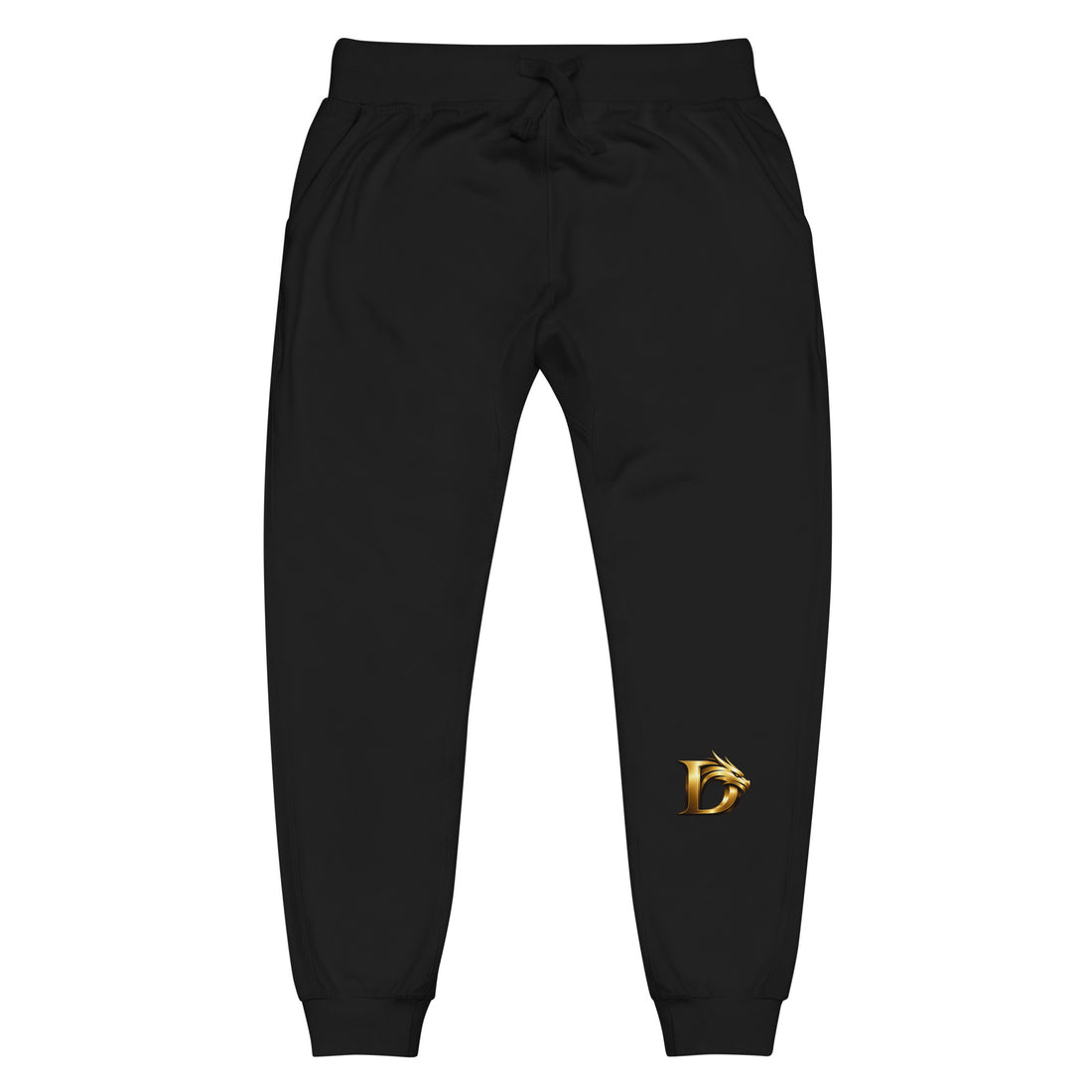 DRAGOX Black Fleece Joggers – Unisex Streetwear with Gold Dragon Logo