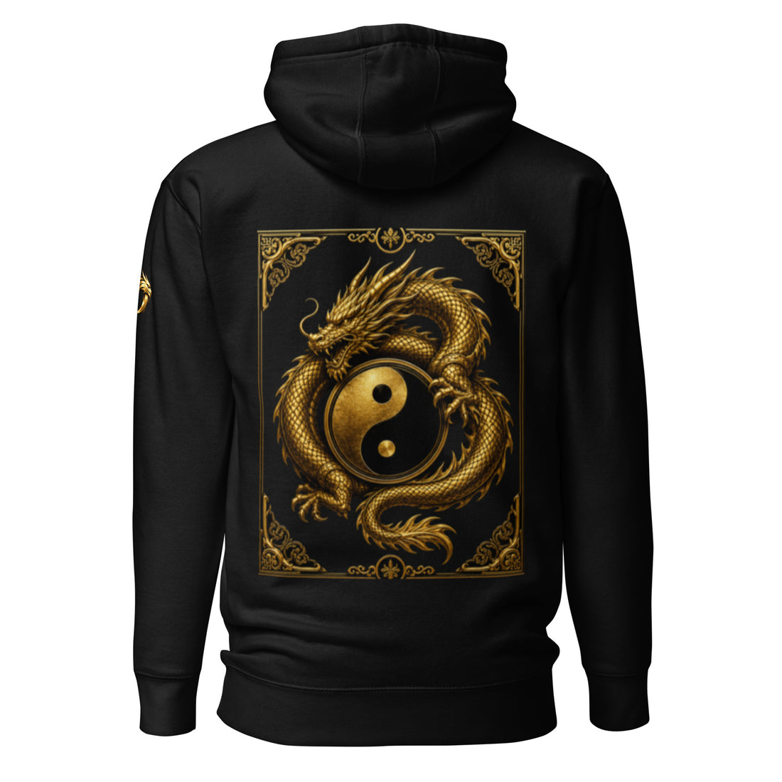 DRAGOX Royal Gold Dragon Yin Yang Hoodie: Cotton Blend Streetwear